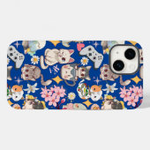 Anime Overload Niedliches Muster Blue BG Case-Mate iPhone Hülle (Rückseite (Horizontal))