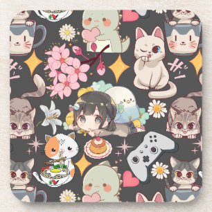 Anime Overload Niedliches Muster D Gray BG Getränkeuntersetzer