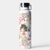 Anime Overload Niedliches Muster D Gray BG Trinkflasche (Rückseite)