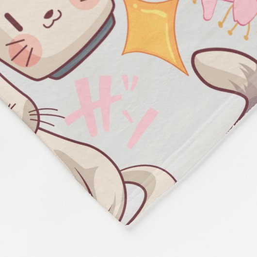 Anime Overload Niedliches Muster L Grau Fleecedecke (Ecke)