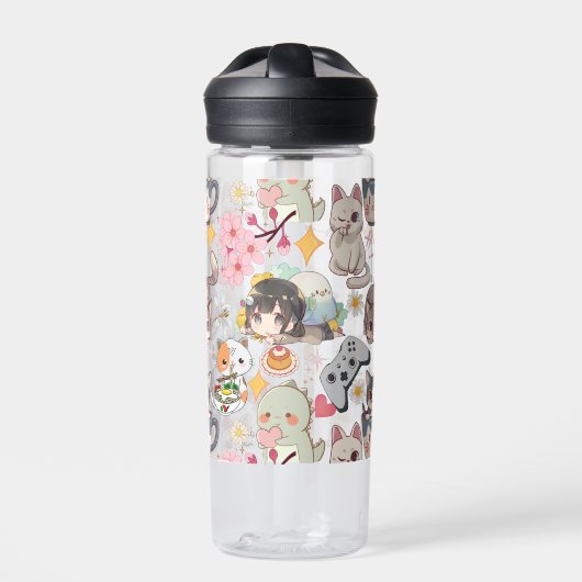 Anime Overload Niedliches Muster No BG Trinkflasche (Vorderseite)