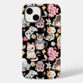 Anime Overload Niedliches Muster Schwarz BG Case-Mate iPhone Hülle (Rückseite)