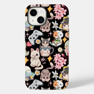 Anime Overload Niedliches Muster Schwarz BG Case-Mate iPhone 14 Hülle
