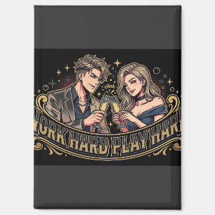 Anime Paar Champagner - Kühlschrankmagnet