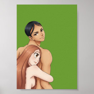 Anime-Paar-Digitalillustration-Kunstprint Poster
