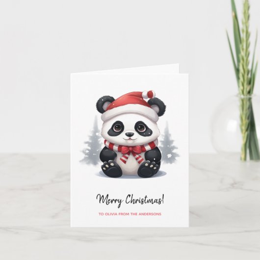 Anime Panda Santa Merry Christmas Karte (Vorderseite)
