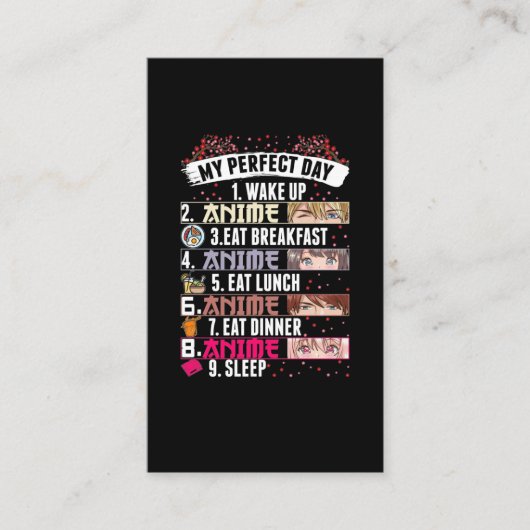 Anime Perfect Day Otaku Girl Japanese Manga Visitenkarte (Vorderseite)