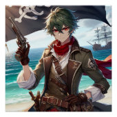 Anime Pirate Maiden Poster - Kapitän unter grüner (Vorderseite)