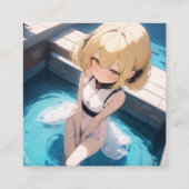 Anime Poolside Quadratische Visitenkarte (Rückseite)