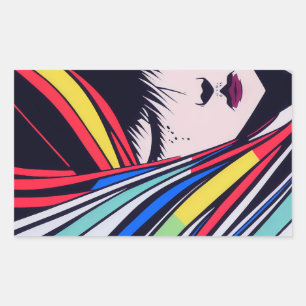 Anime Portrait Rechteckiger Aufkleber