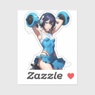 Anime Powerlifter in Sportwear Aufkleber