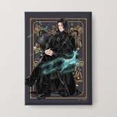Anime Professor Severus Snape sitzt Button (Vorderseite)