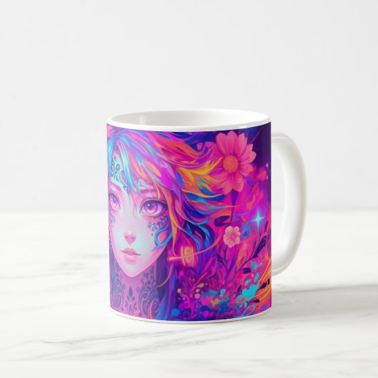 Anime Psychedelic Style Kaffeetasse (VorderseiteRechts)