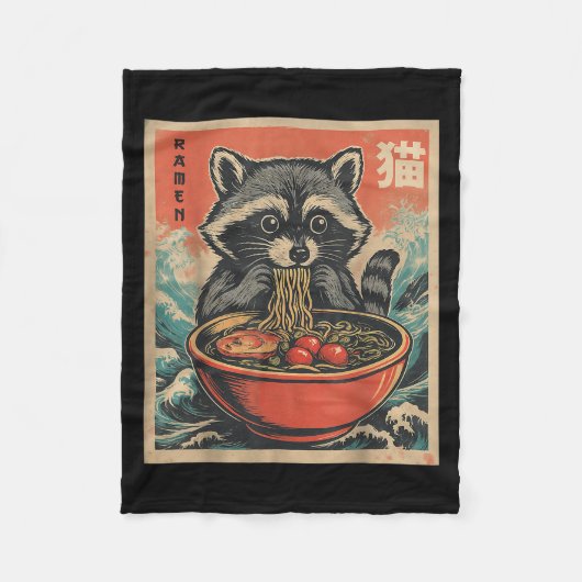 Anime Raccoon Ramen Japanisch Funny Kawaii Geschen Fleecedecke (Vorderseite)