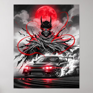 Anime Racing Oni - Sumi-e Ink Street Racer Poster