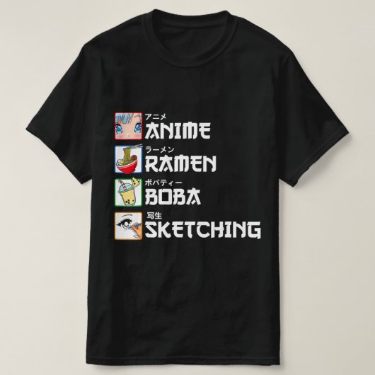 Anime Ramen Boba Sketching Japanischer Manga Milk T-Shirt (Design vorne)