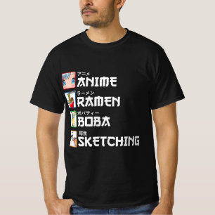 Anime Ramen Boba Sketching Japanischer Manga Milk T-Shirt