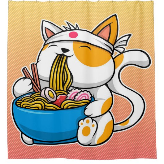 Anime Ramen Cat Gift| Katze für Ostern Duschvorhang (Vorderseite)