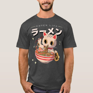 Anime Ramen Cat Japanisch Noodles Retro Gold Lucky T-Shirt