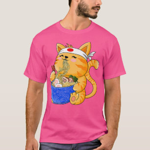 Anime Ramen Cat Kawaii Neko Cat, Niedliches Katzen T-Shirt