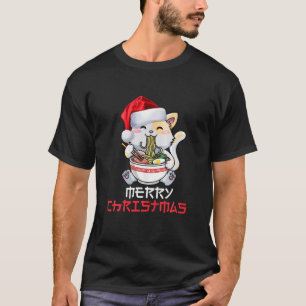 Anime Ramen Cat Merry Christmas Japanisch Noodles  T-Shirt