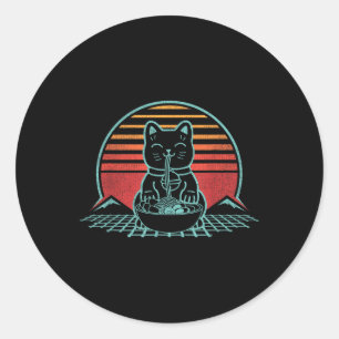 Anime Ramen Cat Retro Japanisch Noodles Ästhetik K Runder Aufkleber