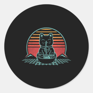 Anime Ramen Cat Retro Japanisch Noodles Ästhetik K Runder Aufkleber