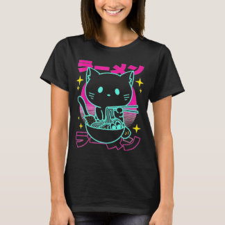 Anime Ramen Cat Retro Japanische Nudeln Ästhetik T-Shirt