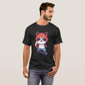 Anime Red Panda Skateboarding Skater T-Shirt (Vorne ganz)