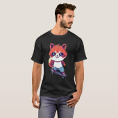Anime Red Panda Skateboarding Skater T-Shirt (Vorne ganz)