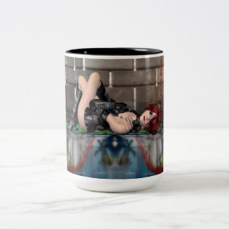 Anime Redhead Ruhen bei Goth City Coffee Tasse