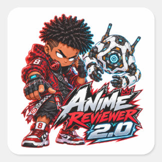 Anime Rezensent 2.0 Anime Boss King Chibi Anime Au Quadratischer Aufkleber