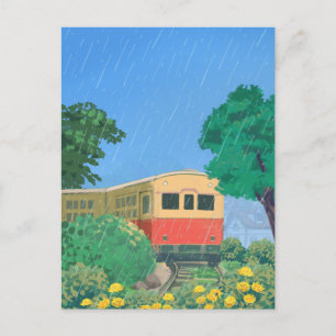 Anime Romantic Rain and Train Postkarte