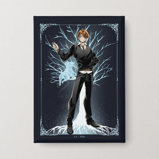 Anime Ron Weasleys Jack Russell Terrier Patronus Button (Vorderseite)