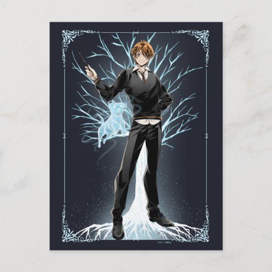 Anime Ron Weasleys Jack Russell Terrier Patronus Postkarte (Vorderseite)