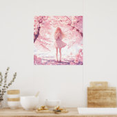 Anime Sakura Girl beglückt ihre Gefühle Poster (Küche)