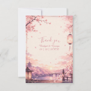 Anime Sakura Sonnenuntergang Hochzeitsträume Dankeskarte