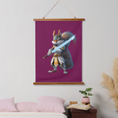 Anime-Samurai-Eichhörnchen-Krieger Wandteppich Mit Holzrahmen (Schlafzimmer)