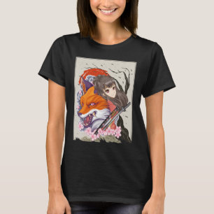 Anime Samurai Fox Otaku Japanese Girl T-Shirt