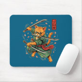 Anime Samurai-Katze Drei Schwerter japanischer Sti Mousepad (Mit Mouse)
