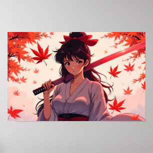 Anime-Samurai-Mädchen Poster