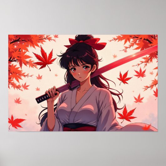 Anime-Samurai-Mädchen Poster (Vorne)