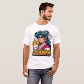 Anime Samurai Samosa Lover Art T-Shirt (Vorne ganz)