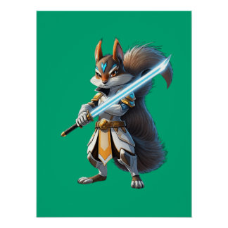 Anime Samurai Squirrel Warrior Poster