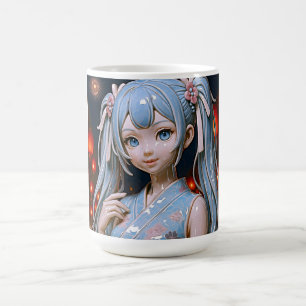 Anime-Schönheit in der Laternen-Nacht Kaffeetasse