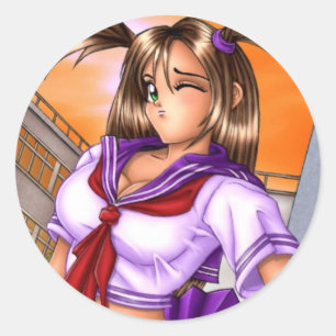 Anime-Schulmädchen Nikki Runder Aufkleber