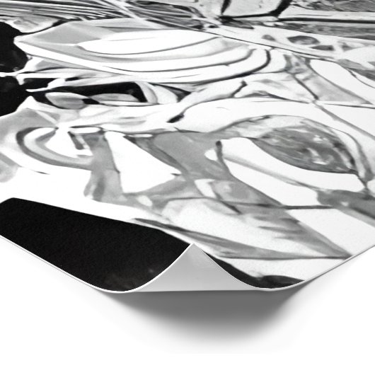 Anime-Schwarz-Weiß-Panda | AI Art Poster (Ecke)