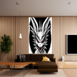 Anime, Schwarz, Weiß und Rot | AI Art Poster