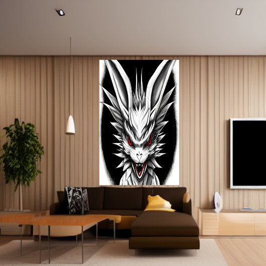 Anime, Schwarz, Weiß und Rot | AI Art Poster