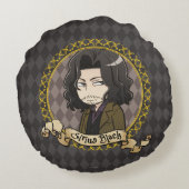 Anime Sirius Schwarzes Rundes Kissen (Rückseite)